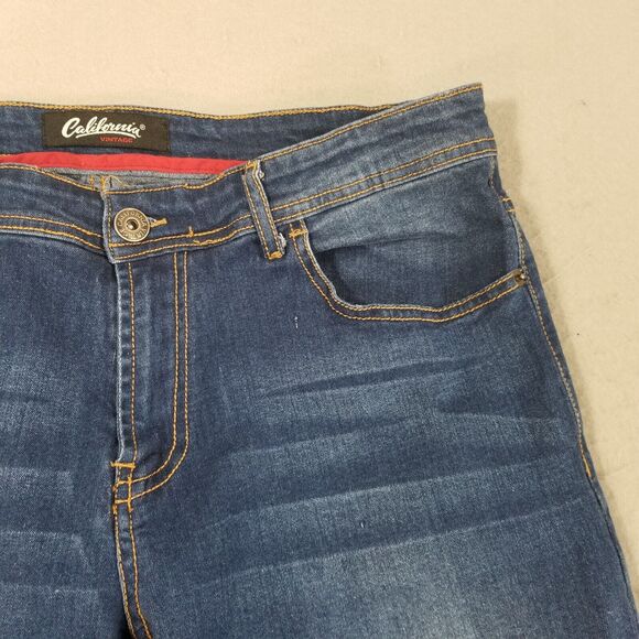 California Vintage jeans men's 38x32 low rise slim blue stretch denim pants - Picture 4 of 11